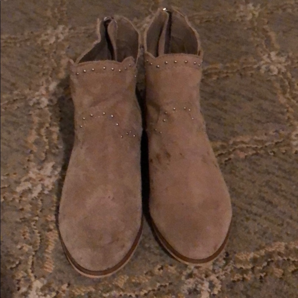 Beige suede booties